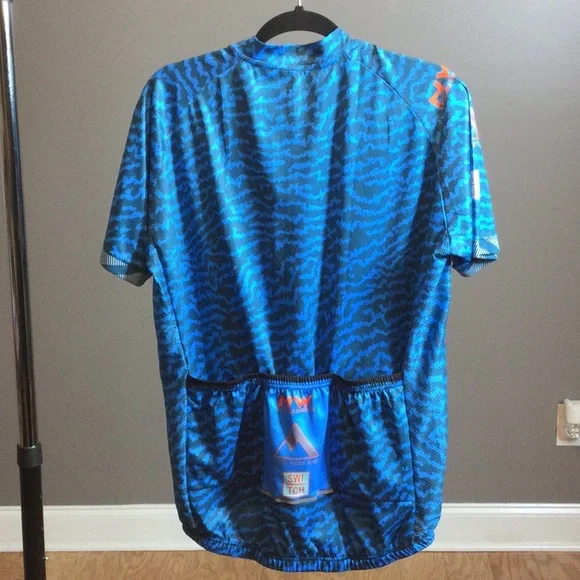 1X NW blue zig zag print full zip cycling jersey - Picture 2 of 16